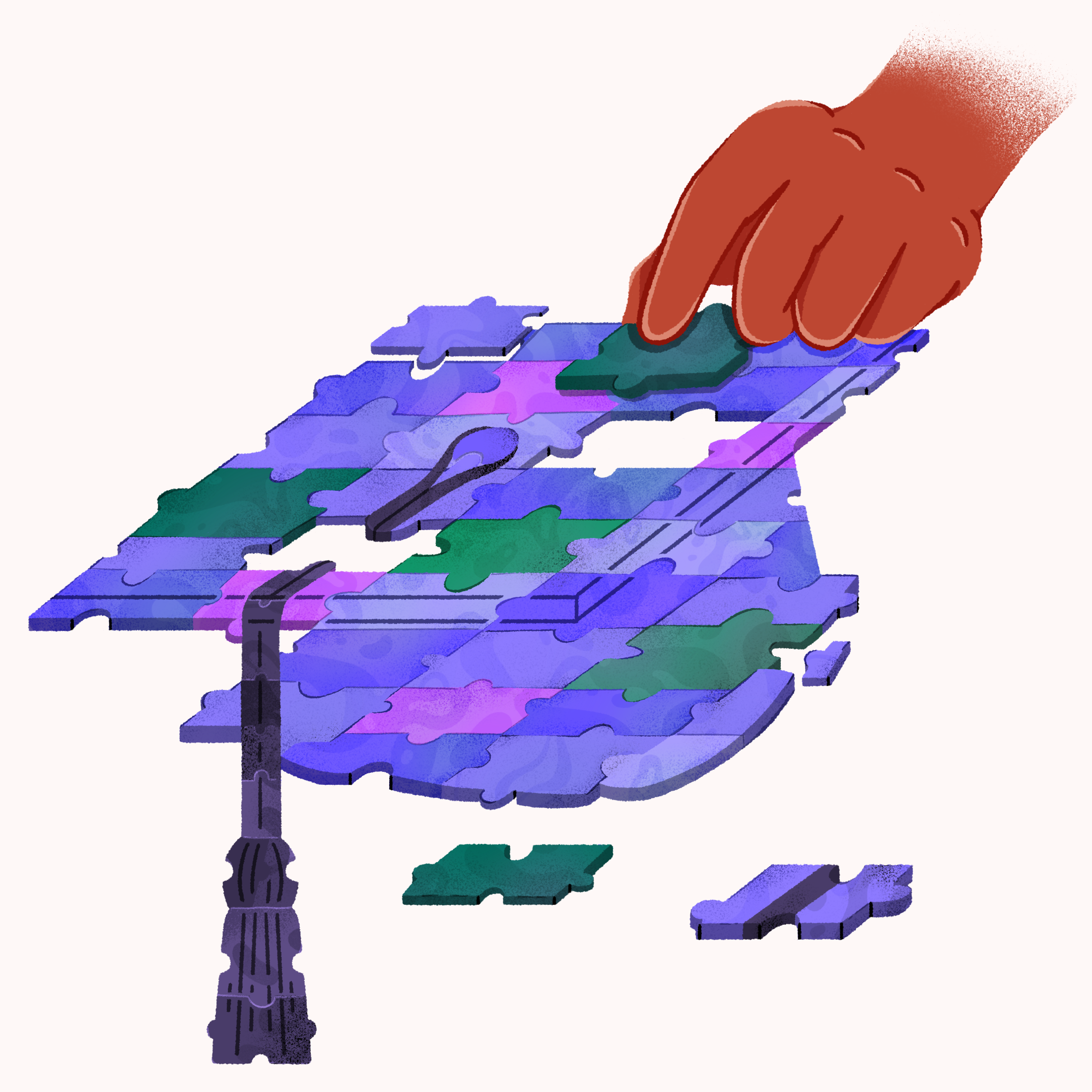 Illustration of a graduation jigsaw puzzle