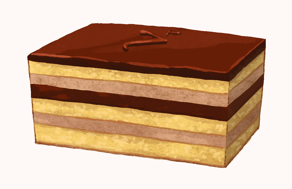 Illustration of a slice of layer cake