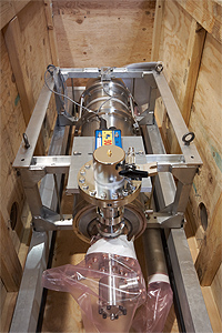 Dressed 9-cell cavity ACC011 has also arrived at KEK from FNAL to use at the S1-global experiment. Courtesy KEK.
