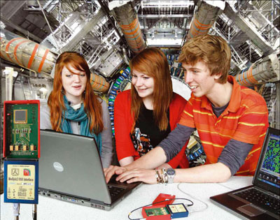 Rachel O'Leary, Rachel Powell and Adam Sandey, three of the original student members of the LUCID project.