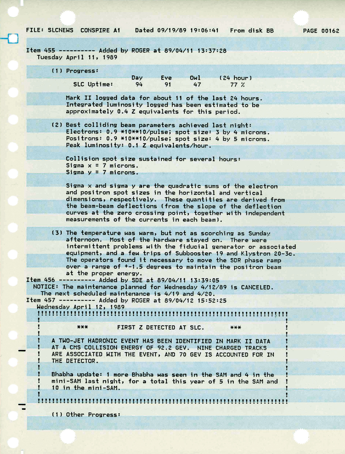 Logbook of March 2006
