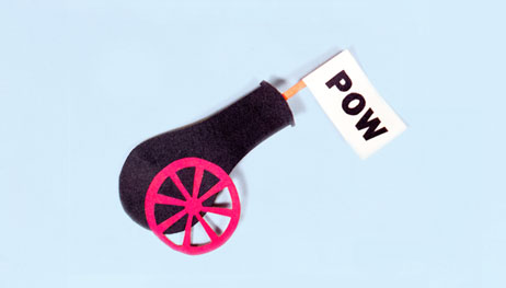 Illustration of canon with "pow" coming out
