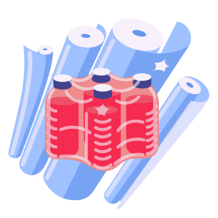 Illustration of shrink warp (red, white, and blue)