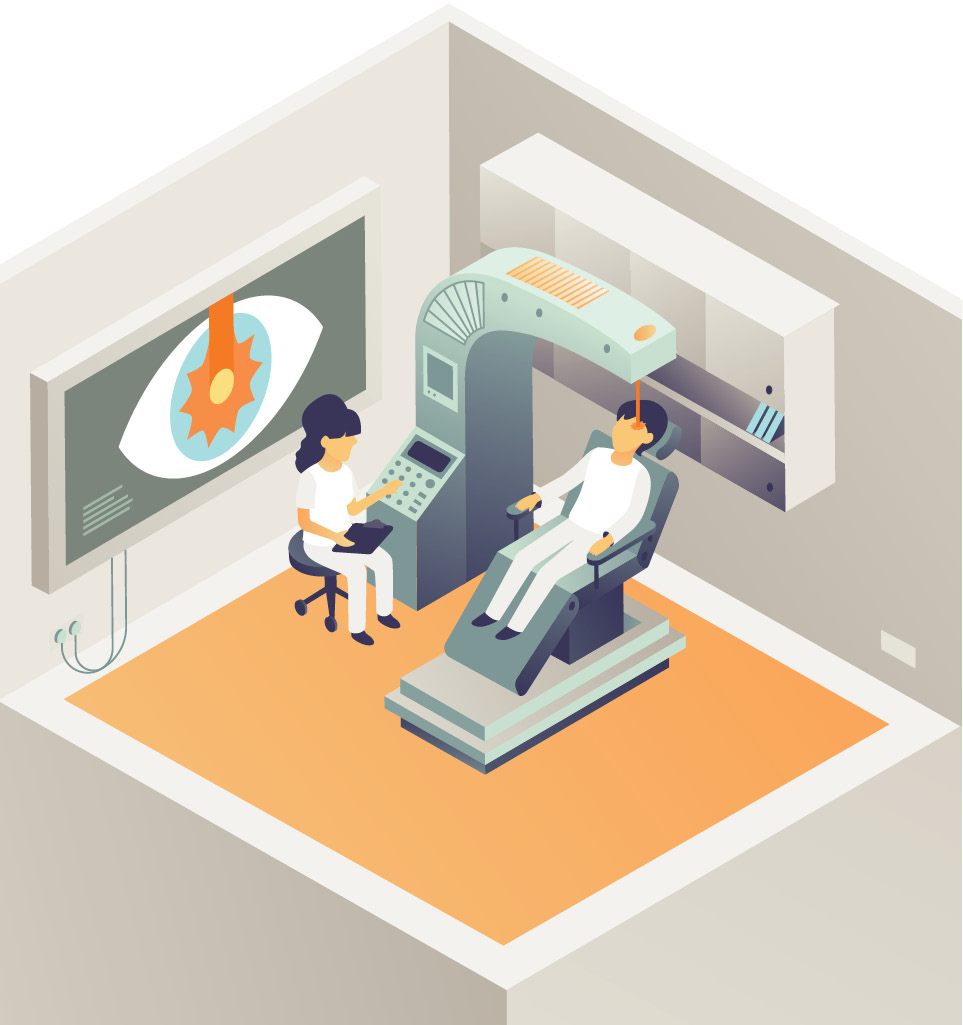Doctor giving patient eye exam