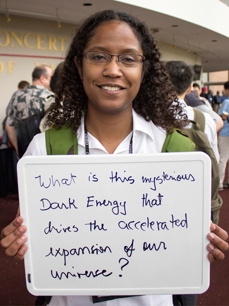 Photo of Marcelle Soares-Santos "What is the mysterious Dark Energy that drives the accelerated expansion of our universe?"