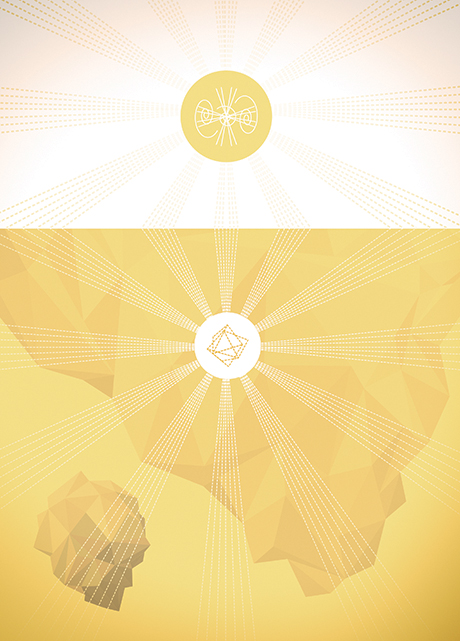 Illustration of Dark universe: Big bang: yellow