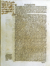 This page shows a new sentence by Simplicio to go before a long paragraph by Salviati, again written by Galileo.