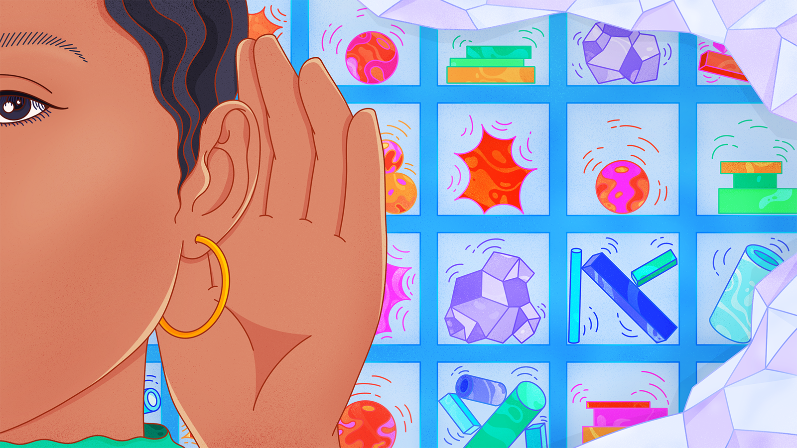 Illustration of a scientist "listening" for background noise