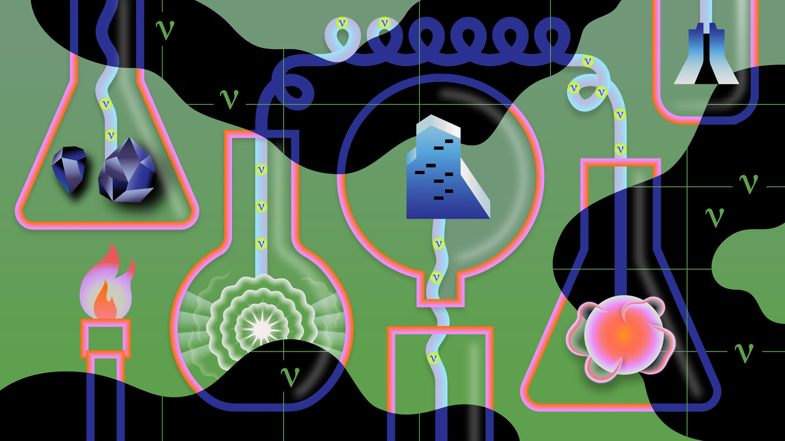 Conceptual illustration demonstrating neutrino sources