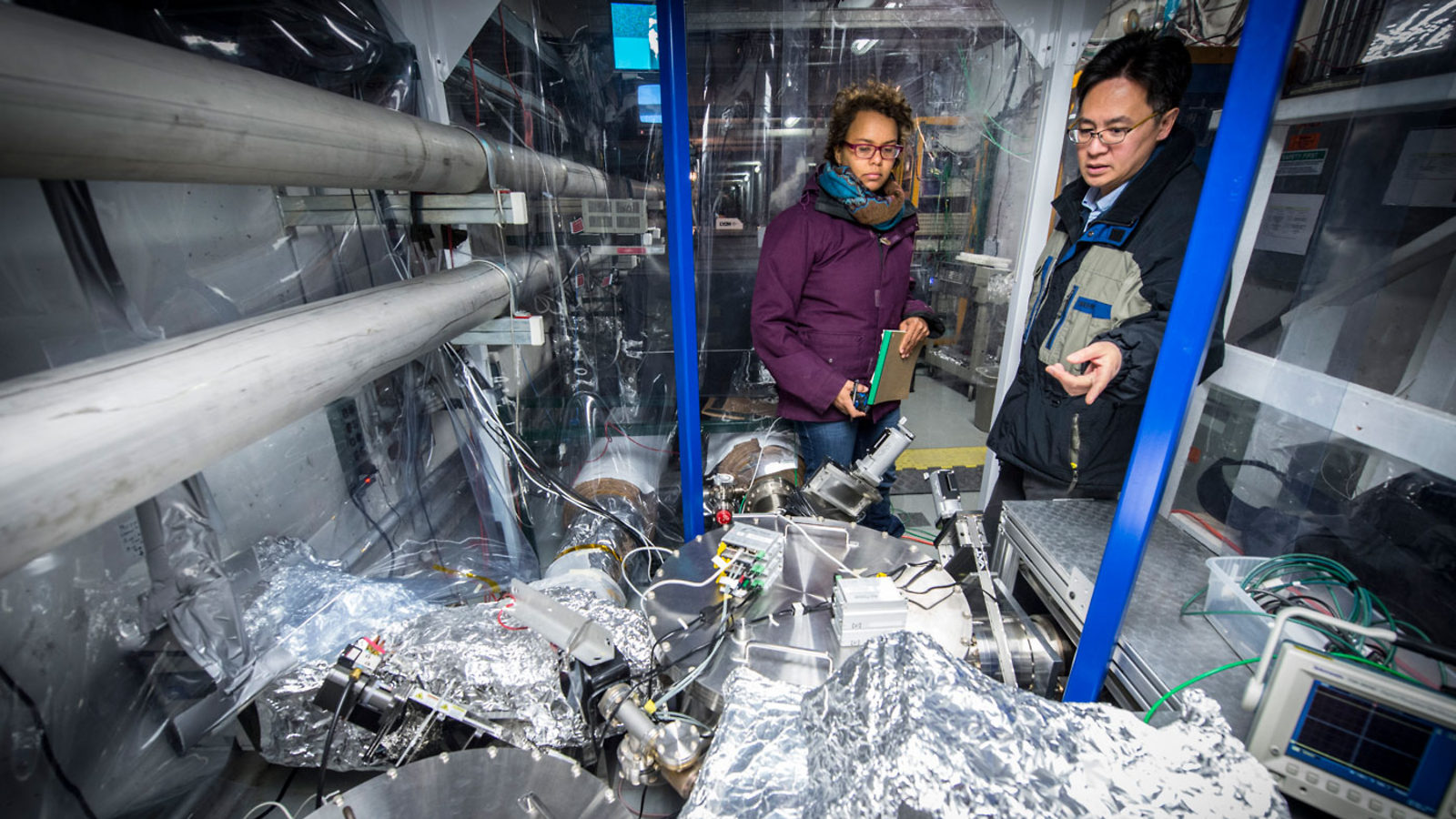 Photo of Physicist Aaron Chou keeps the Holometer experiment