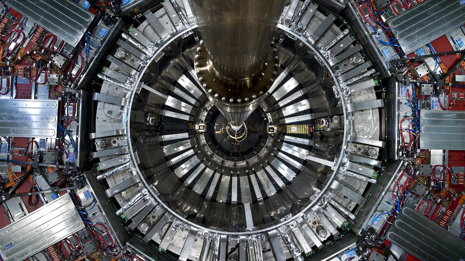 Photo of CMS detector from below