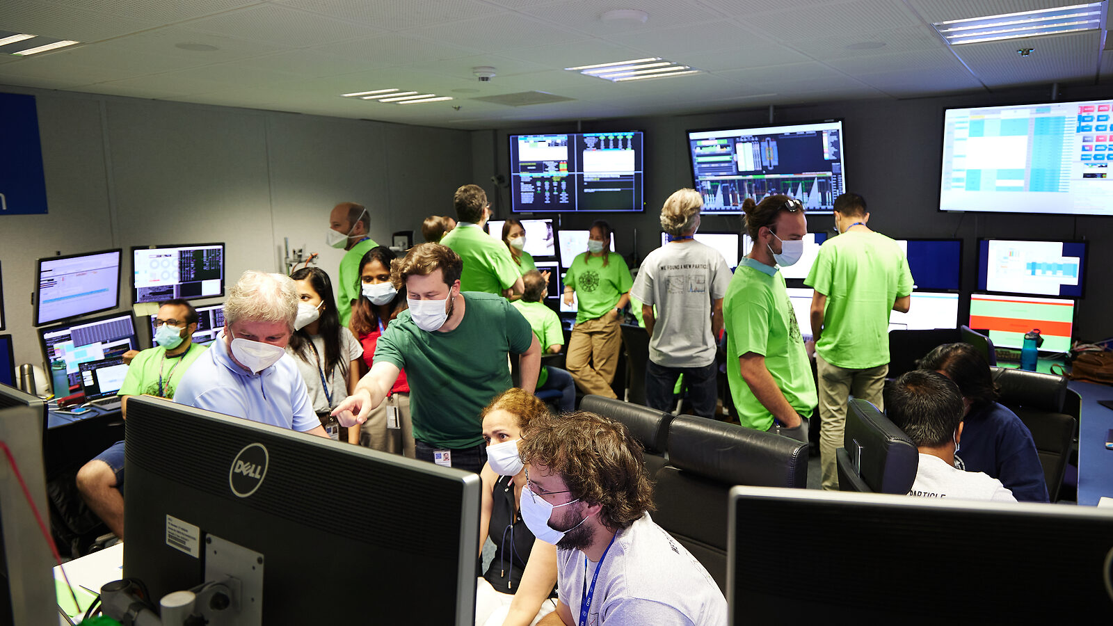 Control room full of people