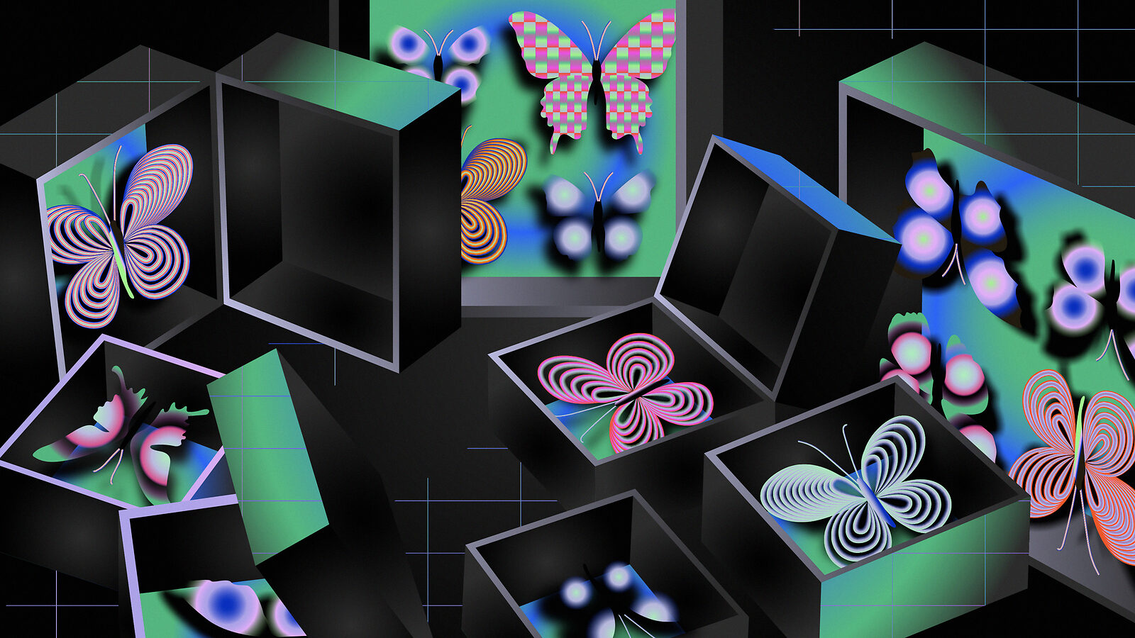 Illustration of a butterfly collection