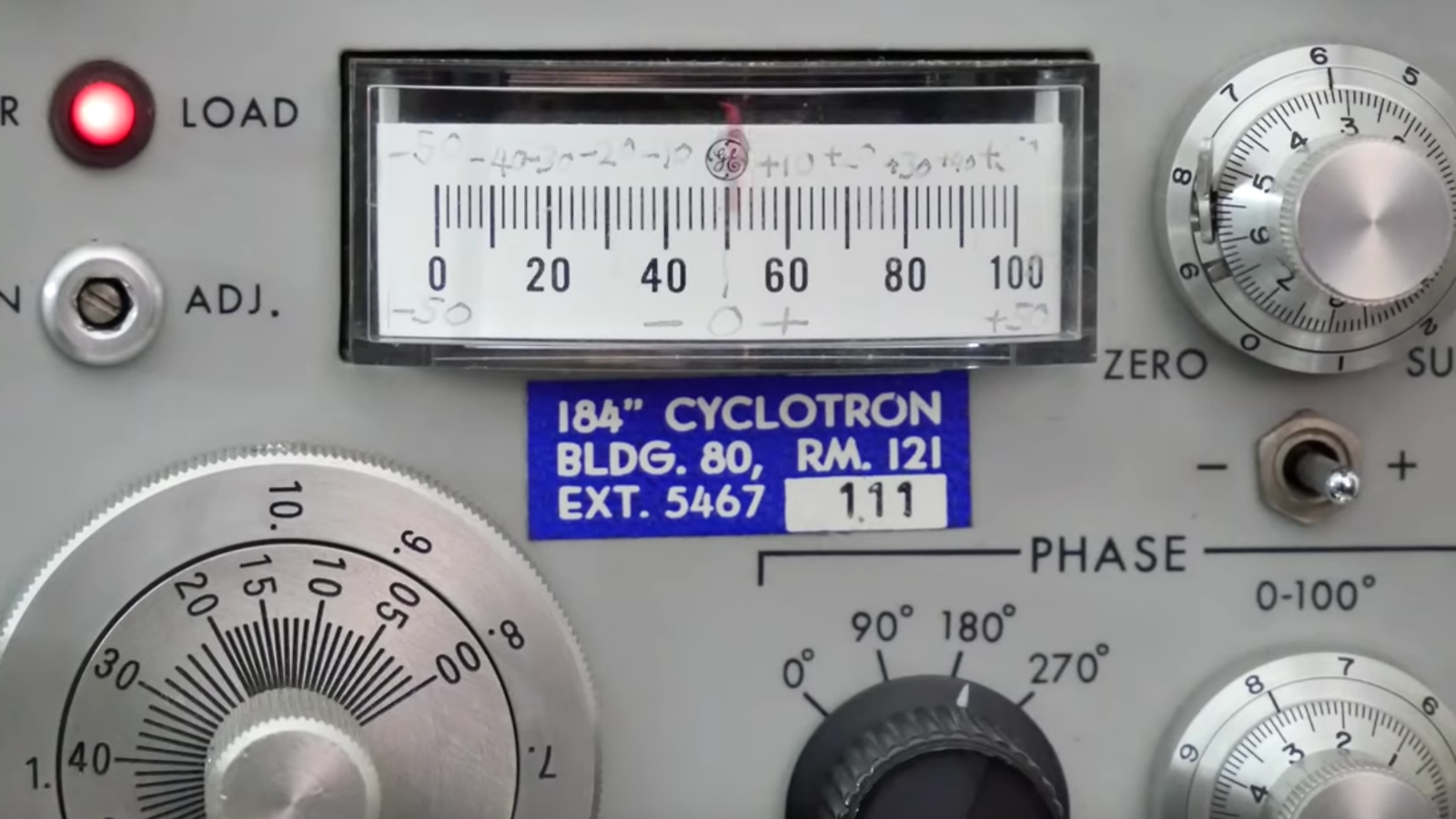 A close up view of the amplifier controls