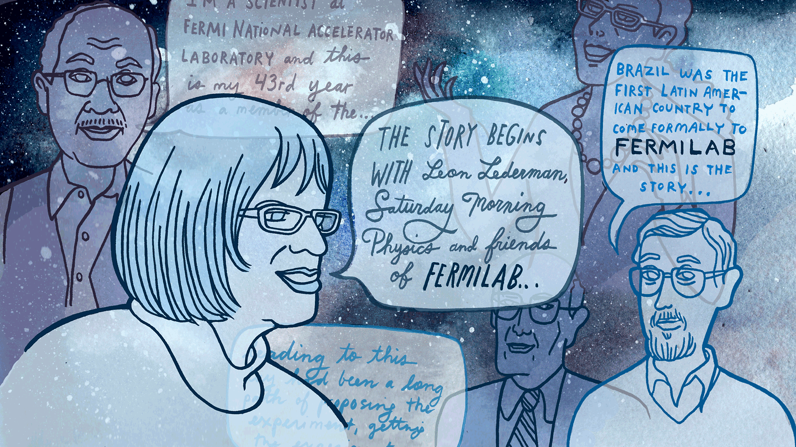 People discussing Fermilab history 