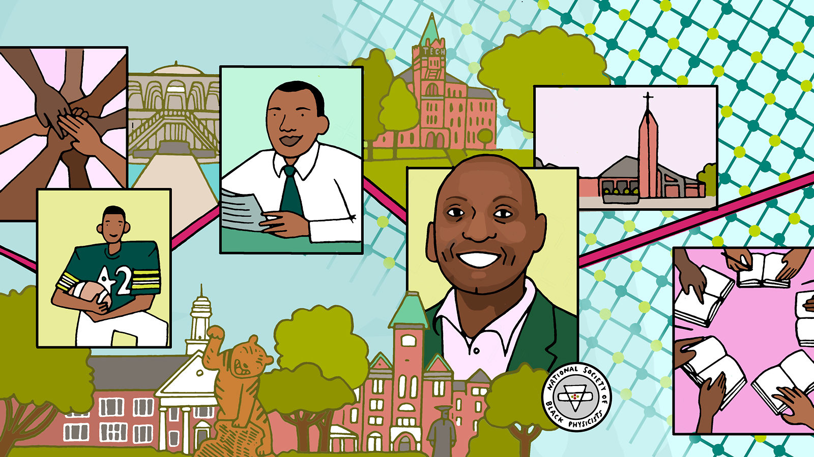 An illustration demonstrating many of the important facets of the life of Dr. Willie Rockward