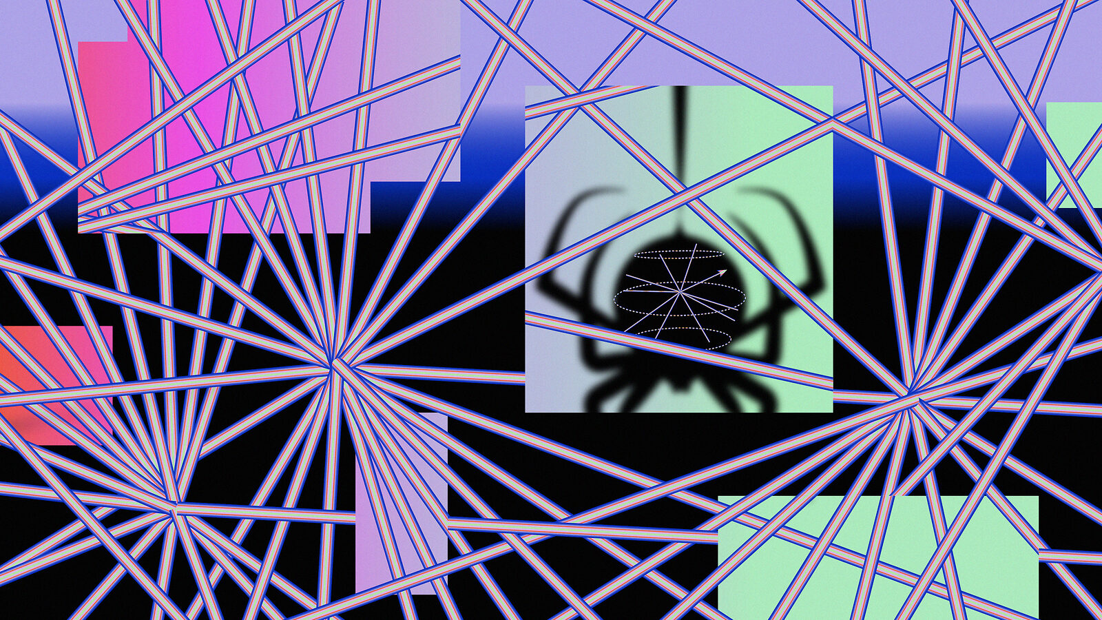 Illustration of a spider in a web