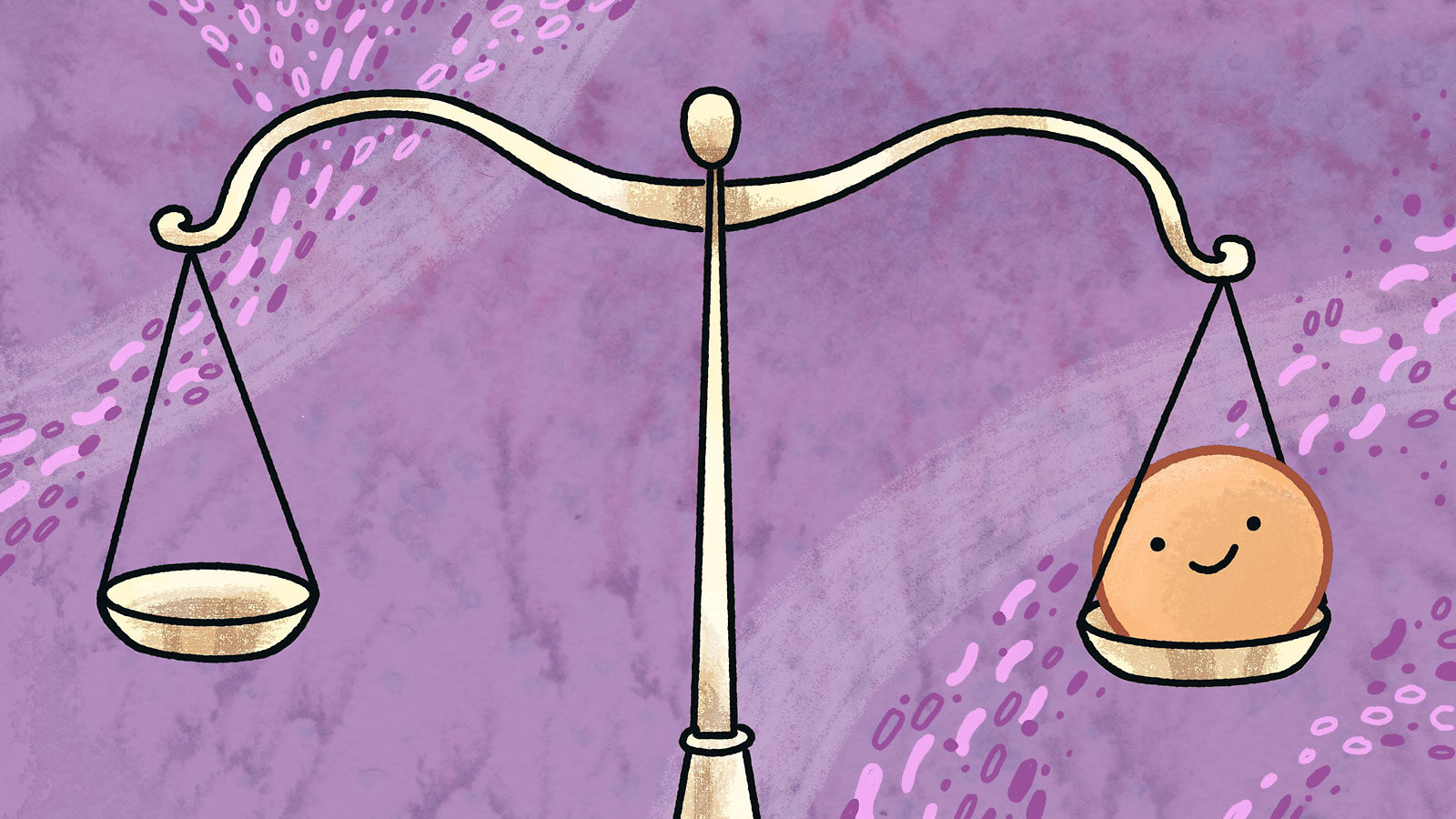 Illustration of a neutrino on a scale