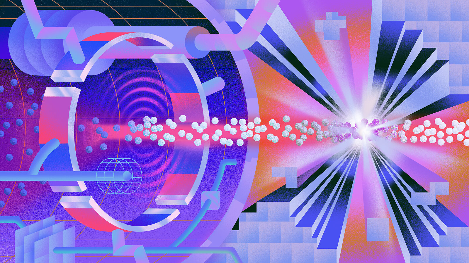 Illustration of particles being forced through a filter