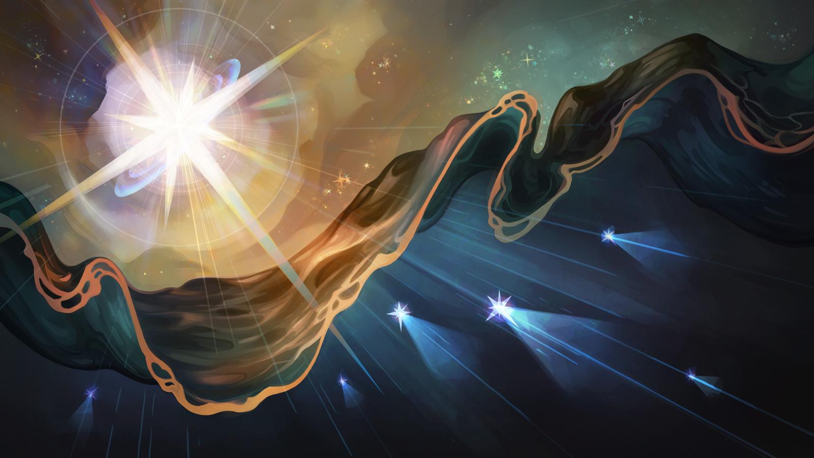 Illustration of an abstract graphical wave scene