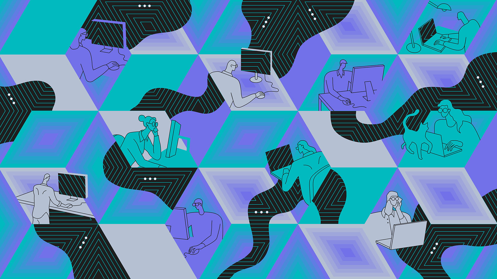 Illustration of scientists at work