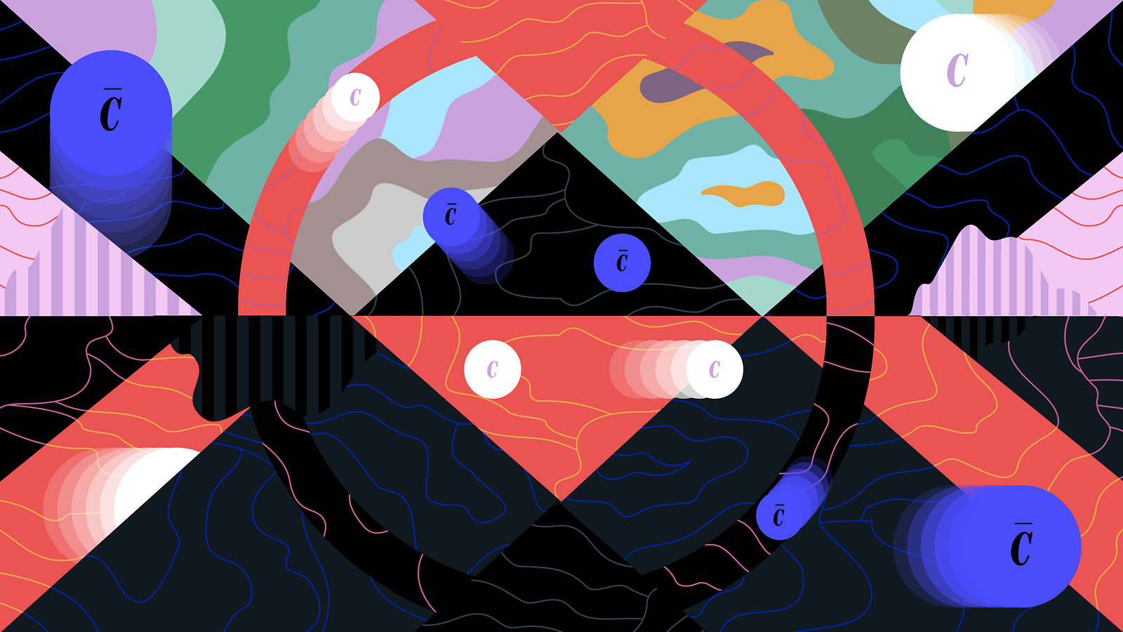 Illustration representing matter and antimatter particles 