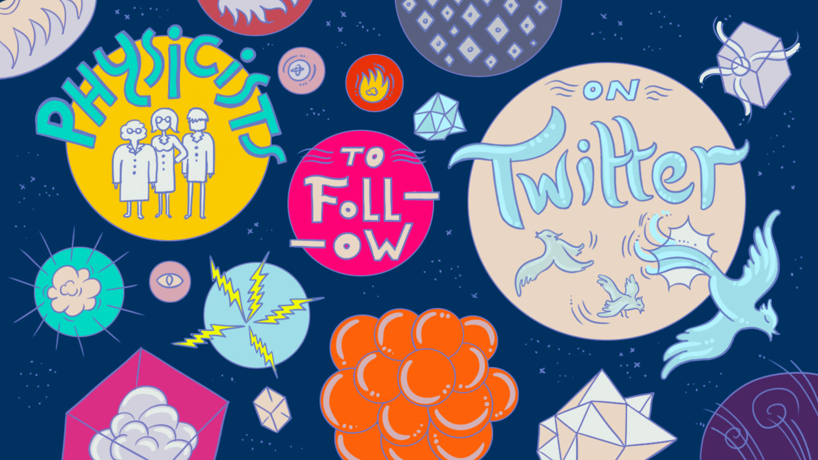 Illustration of physicists to follow on Twitter