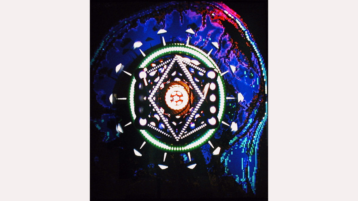 Photo of “AIDS Virus Third Edition,” a digital PHSCologram by Ellen Sandor