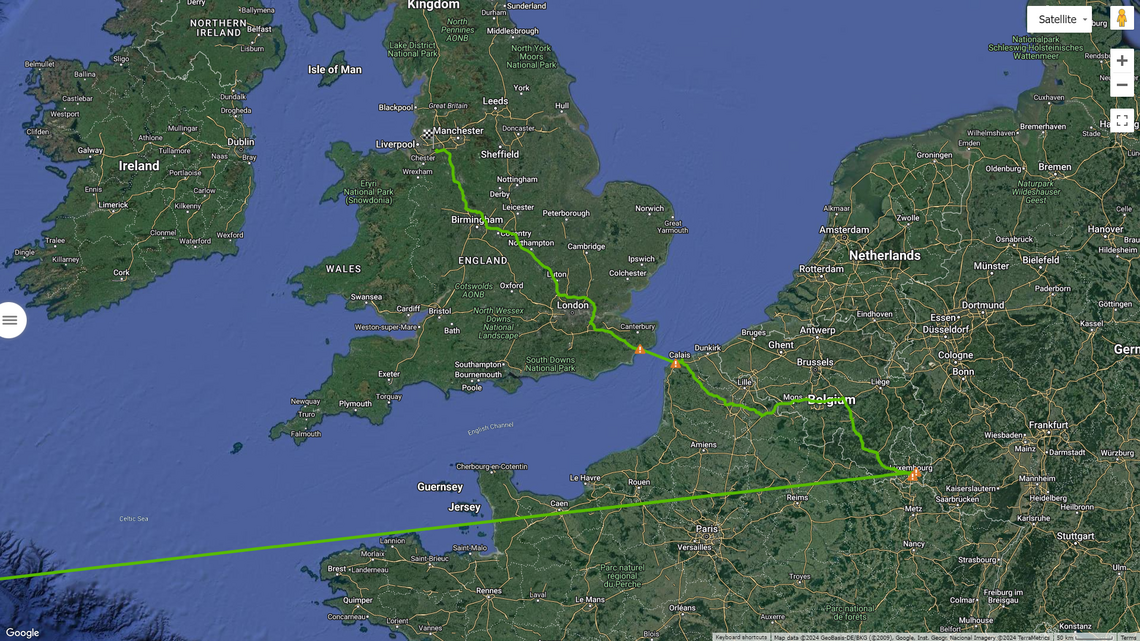 Map indicating the track of the cryomodule