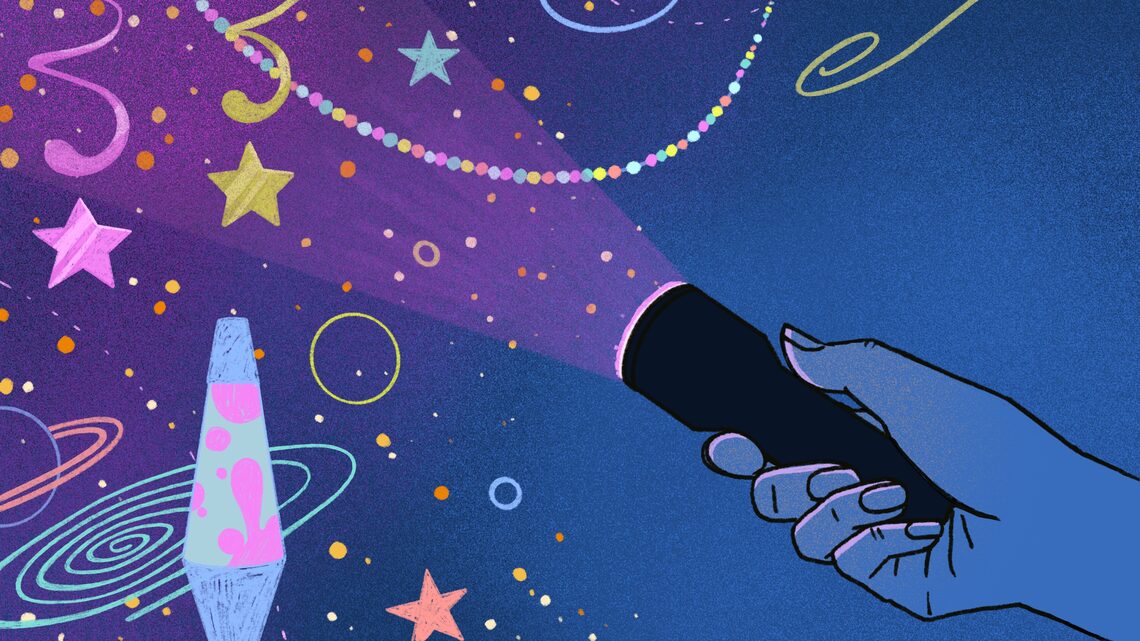 Illustration of a flashlight illuminating otherwise invisible elements