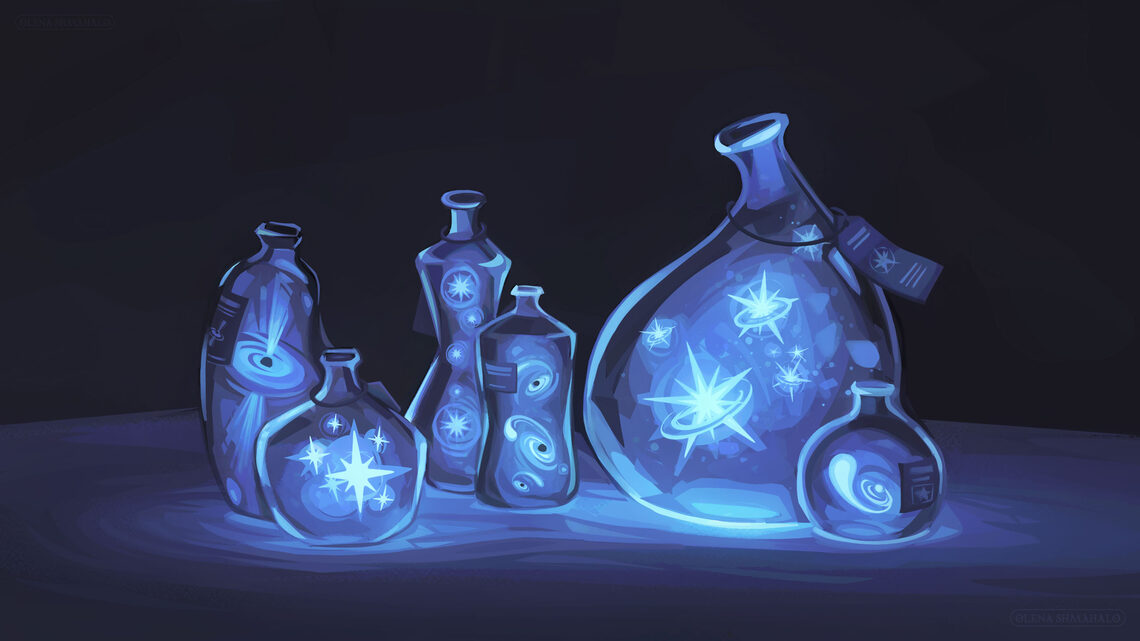 Conceptual illustration of stars in glass containers