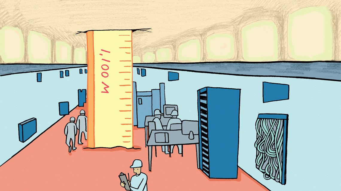 Illustration of 1,000 meters below in Boulby Underground Laboratory