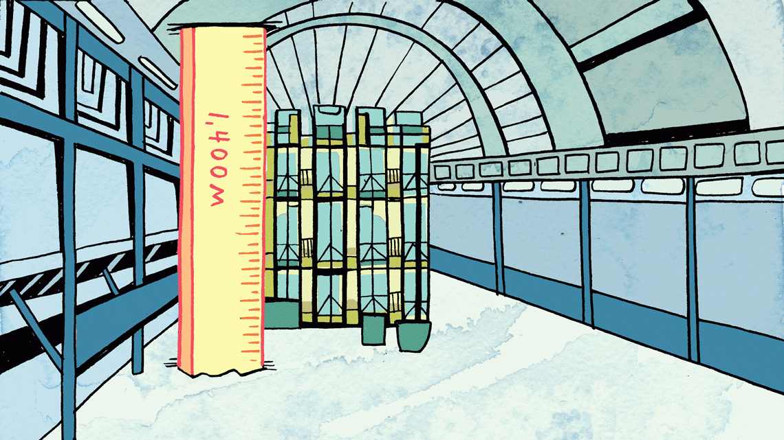 Illustration of 1,000 meters below in Gran Sasso National Laboratory