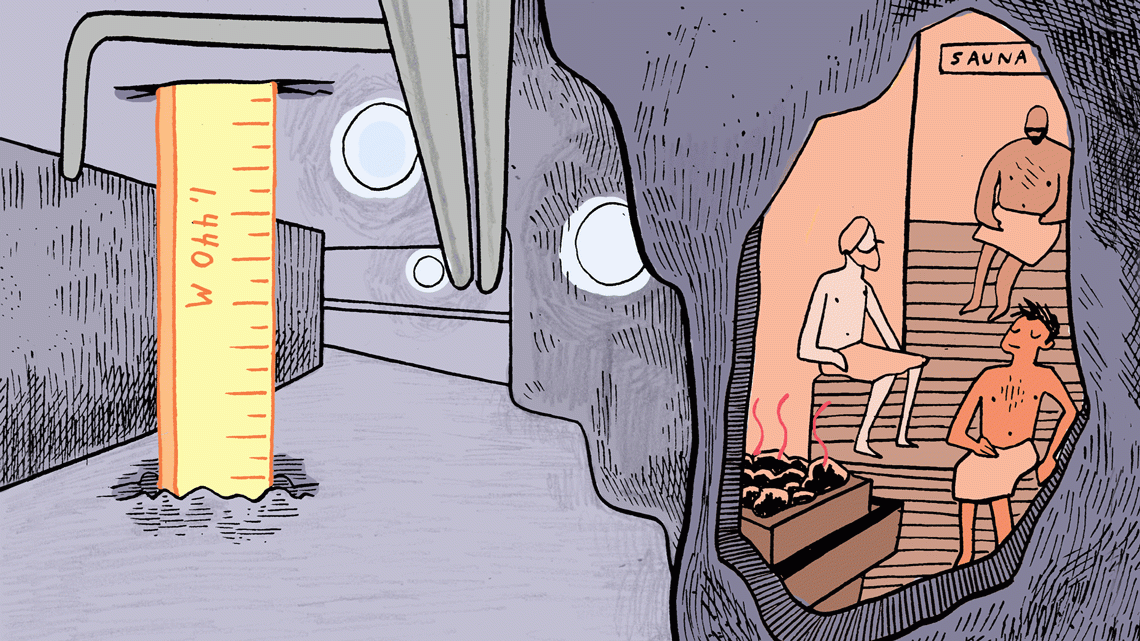 Illustration of 1,000 meters below in Centre for Underground Physics in Pyhäsalmi