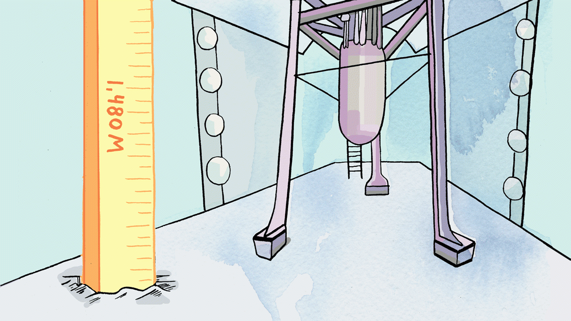 Illustration of 1,000 meters below in Sanford Underground Research Facility