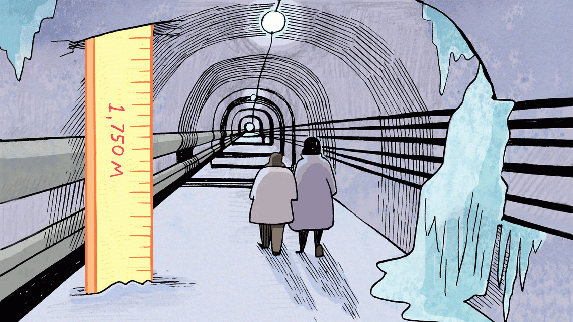 Illustration of 1,000 meters below in Baksan Neutrino Observatory