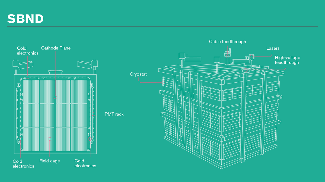 Illustration of sketch of interior and exterior of Short-Baseline Near Detector 