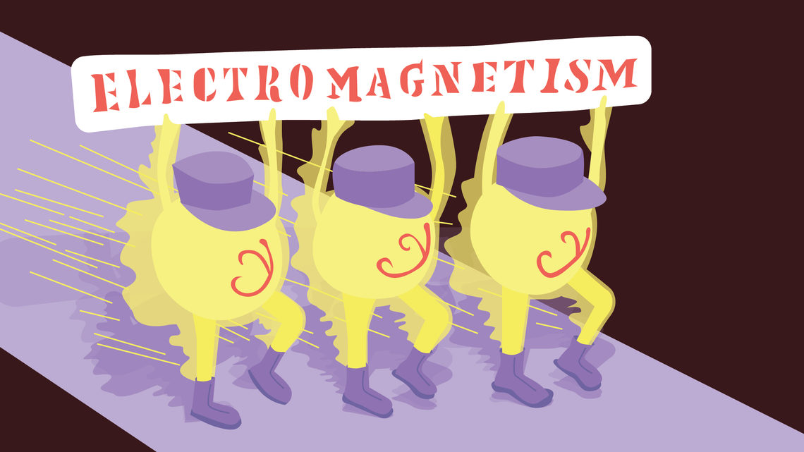 Illustration of photons carrying the electromagnetic force