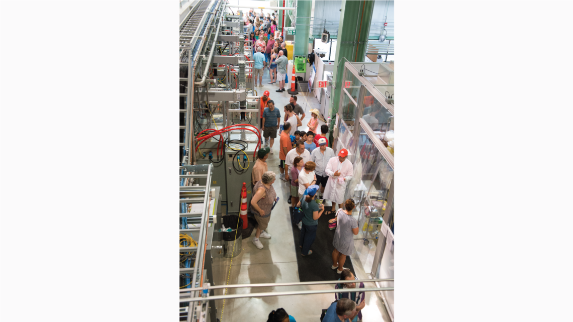 At the Cryomodule Test Facility, guests saw cryomodules (the building blocks of particle accelerators) and a cryoplant (that cre