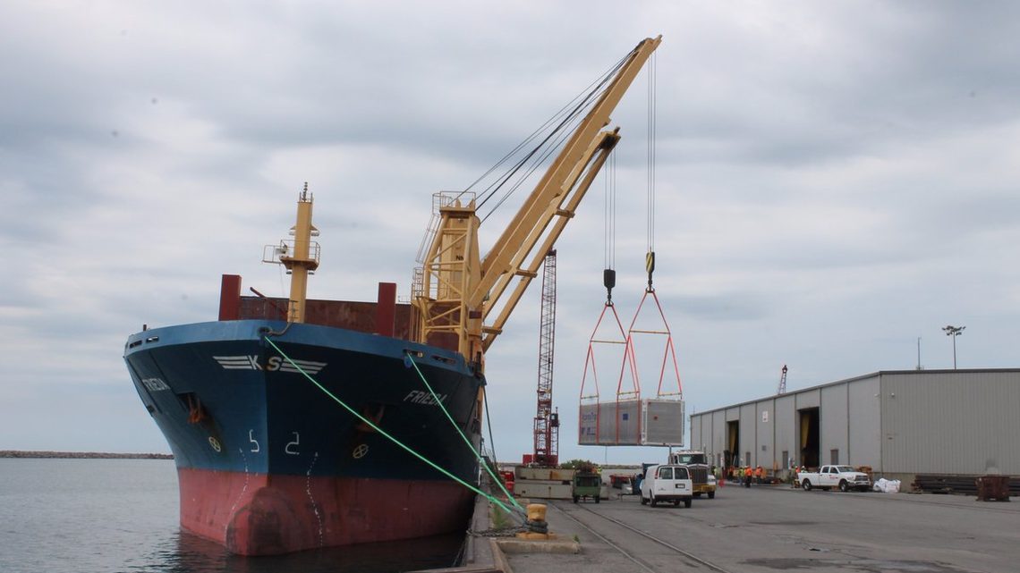 Photograph of a docked barge