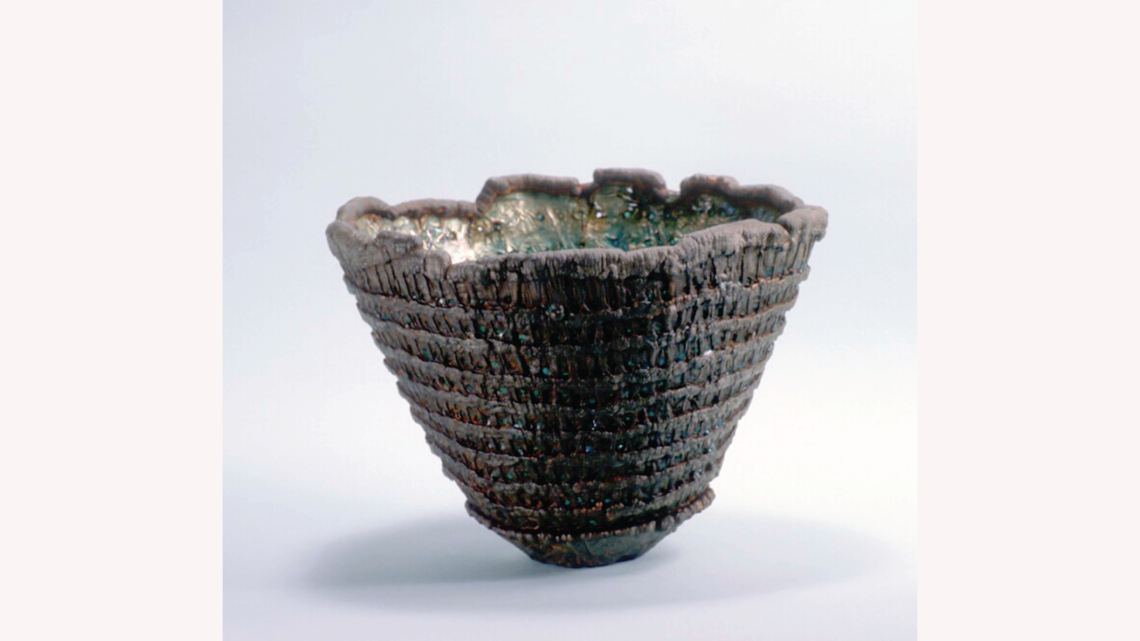 Bowl, 1980, electroplated copper foil and enamel, iron plated. (Photo by Gene Young)
