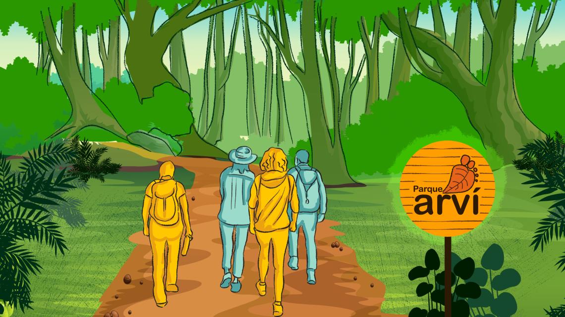 Scientists on day hike in Arvi Park