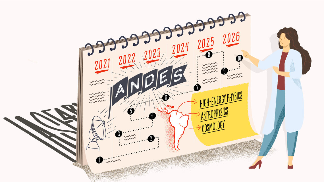 Illustration of a scientist by a calendar labeled with ANDES