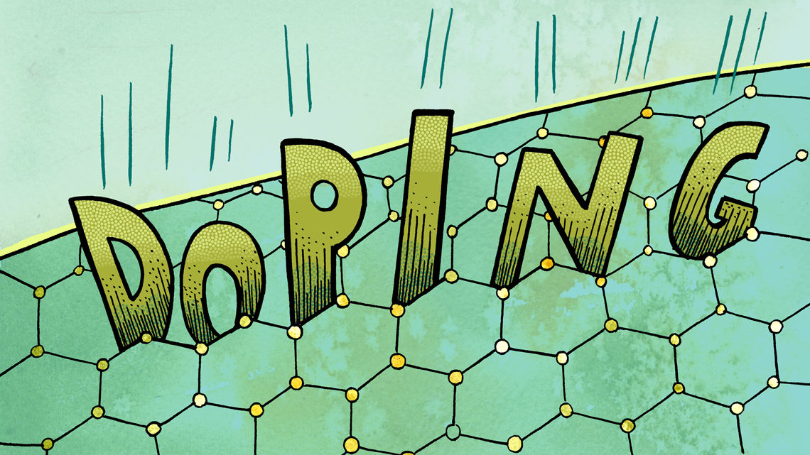 Word "doping" in hexagons graphic 
