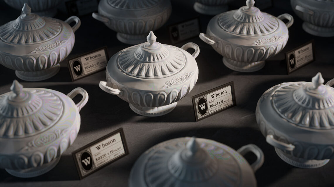 Illustration of tureens with different W boson measurements