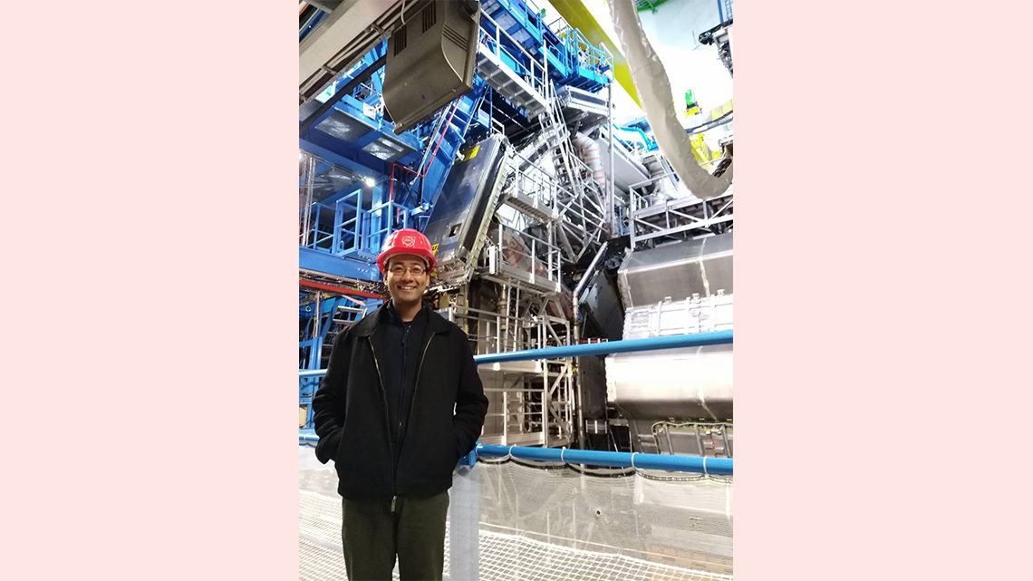 Photo of Shrestha underground at the ATLAS experiment