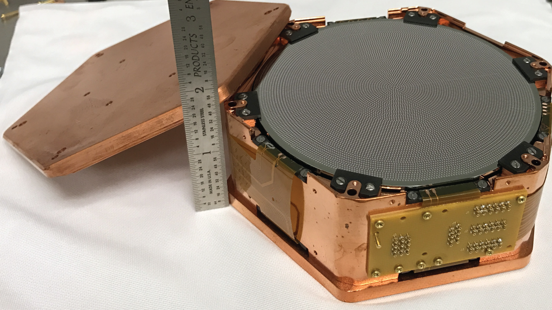SuperCDMS SNOLAB prototype HV detector, fabricated and packaged by SLAC's Matt Cherry in prototype hardware.