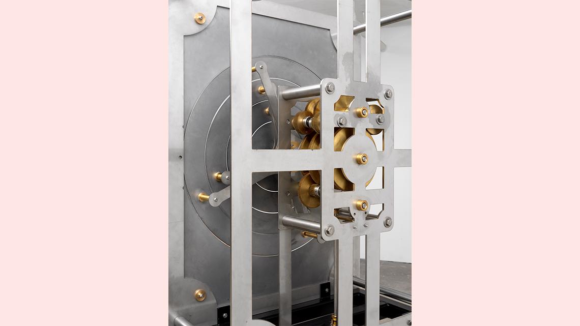 Photograph showing the gears that turn the dials of the astronomical clock
