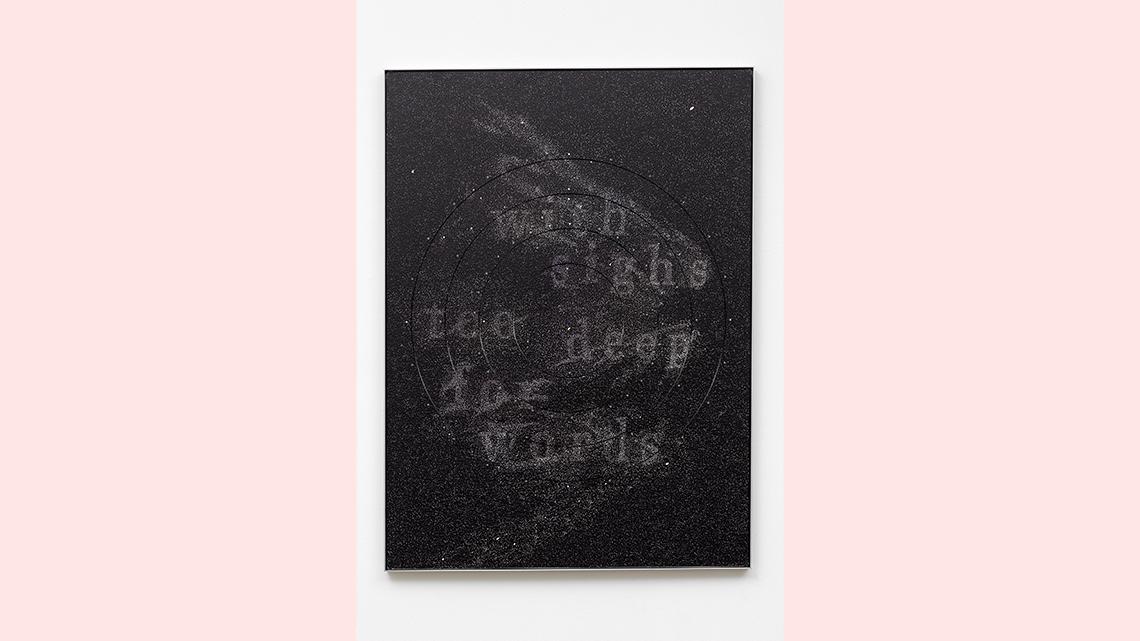 Photograph of an astronomical clock face with the phrase "with sighs too deep for words"