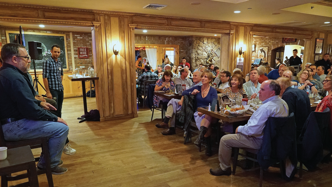 Photo of Brookhaven Lab took three dark matter experts to a local bar for some lively conversation over food and drink